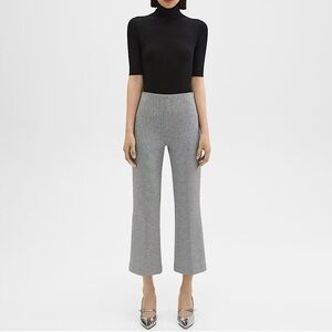 Theory Houndstooth Print Trousers Cropped Size 6 Black and White